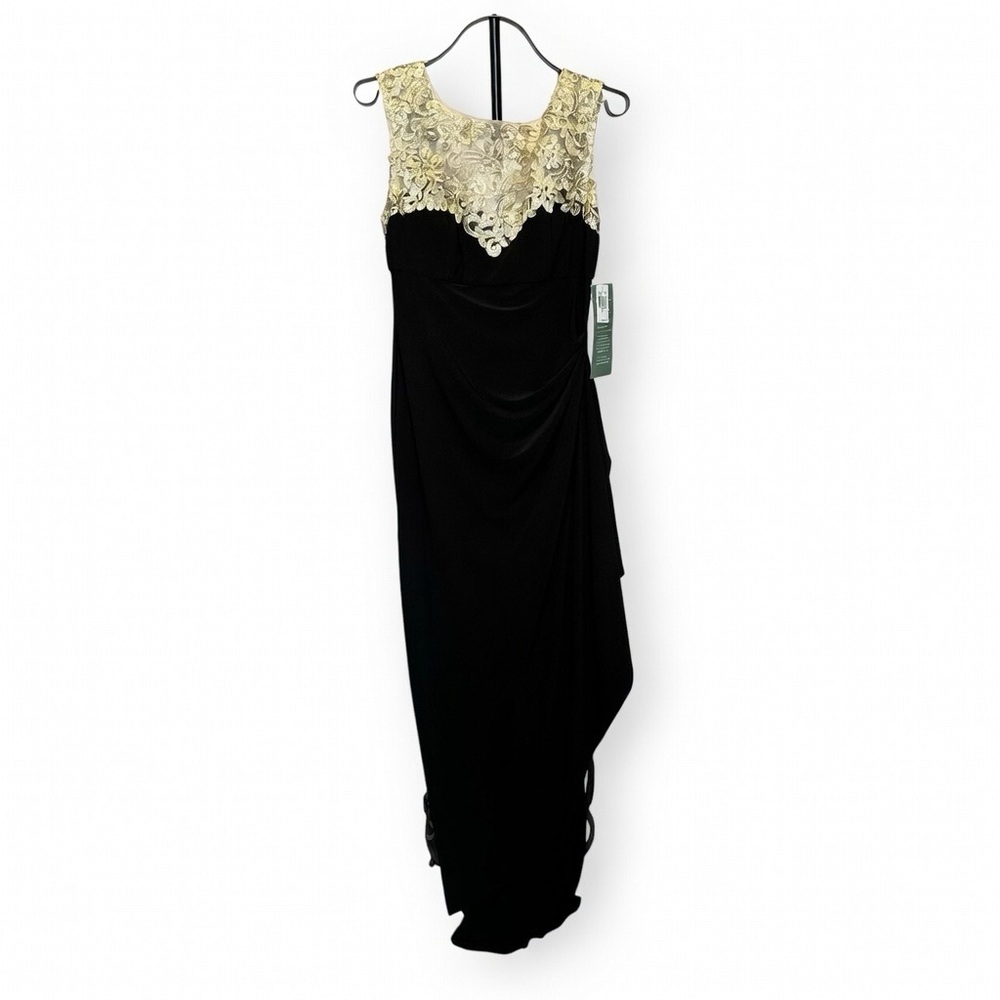 Stunning Black Moody Magical Enchanting  Formal Dress with Gold Lace